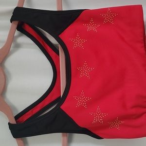 Victoria Secret PINK Ultimate sports bra Red gold beads stars XS